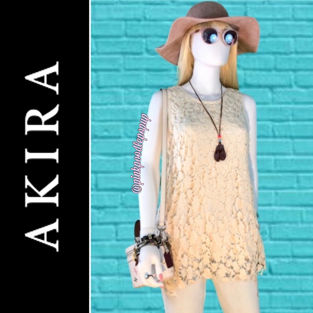 Adiva Cream/Ivory Crochet Lace Sleeveless Top